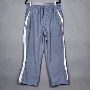 Ellesse Track Pants Mens Medium Gray White Mesh Lined Zip Pockets Ankle Zips